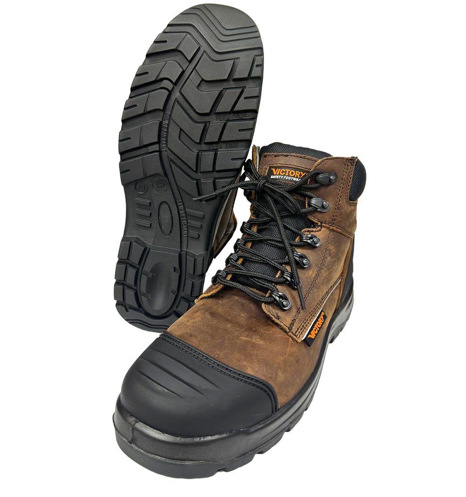 Victory, ProStep VD203, Mid-cut Safety Shoes, Side-Zip with Lace, S3S SR, Brown