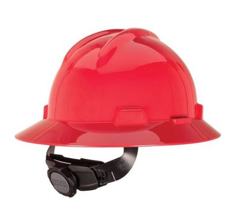 MSA, Full Brim Helmet With Ratchet, Red Colour
