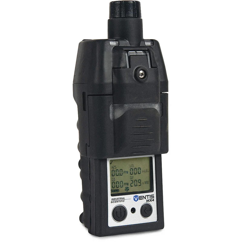 Industrial Scientific, K1232110A01, Ventis MX4, LEL (Pentane), CO, H2S, O2 Li-ion Ext Range, Desktop Charger, Pump, Black, MED, English