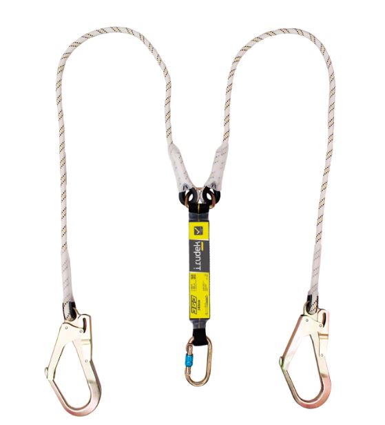 Irudek, ABE 363, Double Connecting Lanyard, Energy Absorber, Rope Sling, Scaffold Hook, 140CM