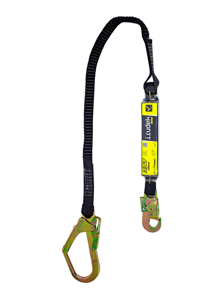 Irudek, ABE-FLEX 397, Single Connecting Lanyard, Energy Absorber, Elastic Sling, Scaffold Hook, 140CM to 180CM