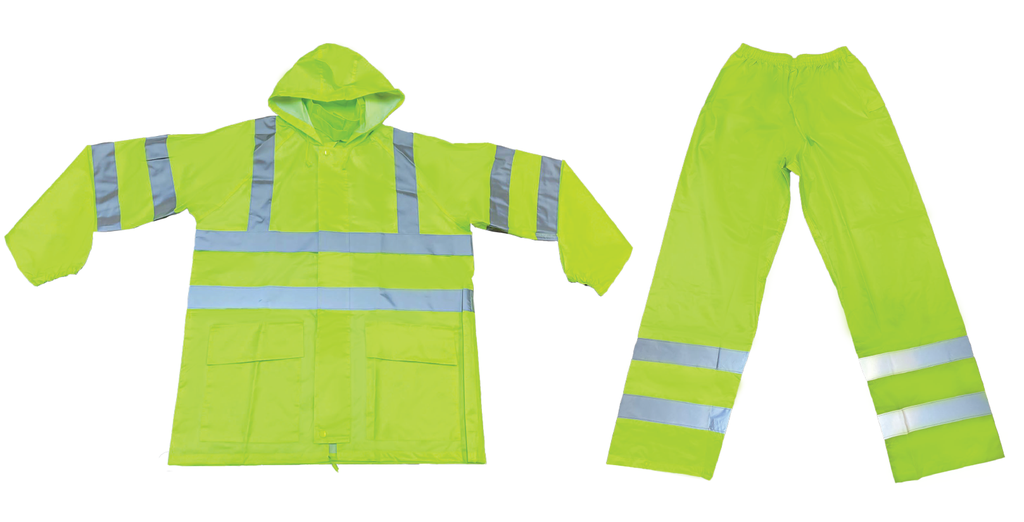 FlemX, FlemStorm, Rain Suit, Jacket and Pants, 2inch Reflective, Hi-Viz Green