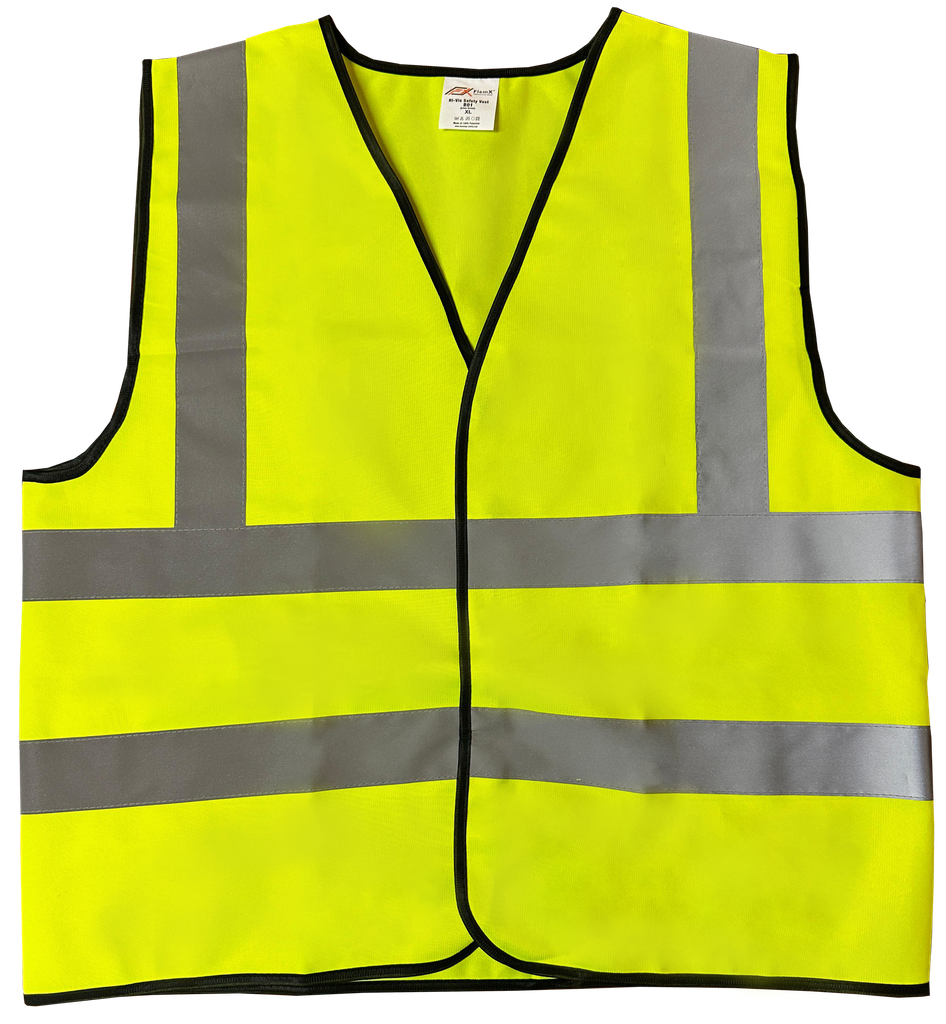 FlemX, Safety Vest B01, Velcro Front, 2inch Reflective Tape, Lime Green