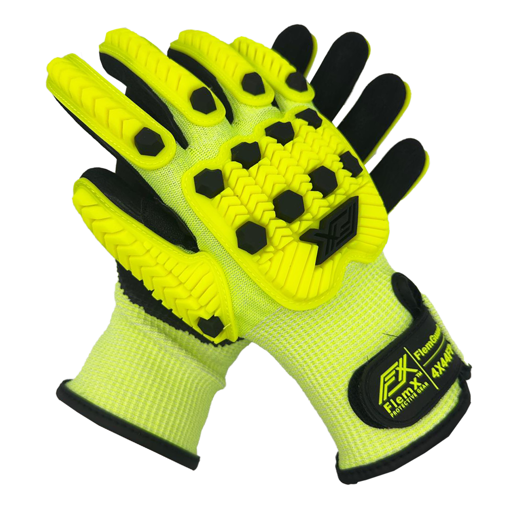 FlemX, FlemGuard V2, Impact Work Gloves, Sandy Nitrile Palm, EN 4X44FP