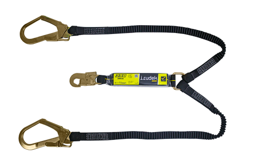 [WEB-IRK-398] Irudek, ABE-FLEX 398, Double Connecting Lanyard, Energy Absorber, Elastic Sling, Scaffold Hook, 140CM to 180CM