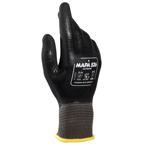Mapa Professional, Ultrane 526, Handling Gloves, Nitrile Grip & Proof, Black