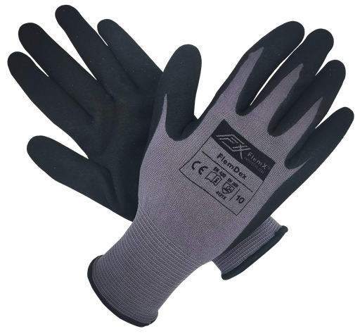 FlemX, FlemDex, Knitted Work Gloves, Sandy Nitrile Palm, EN 4121